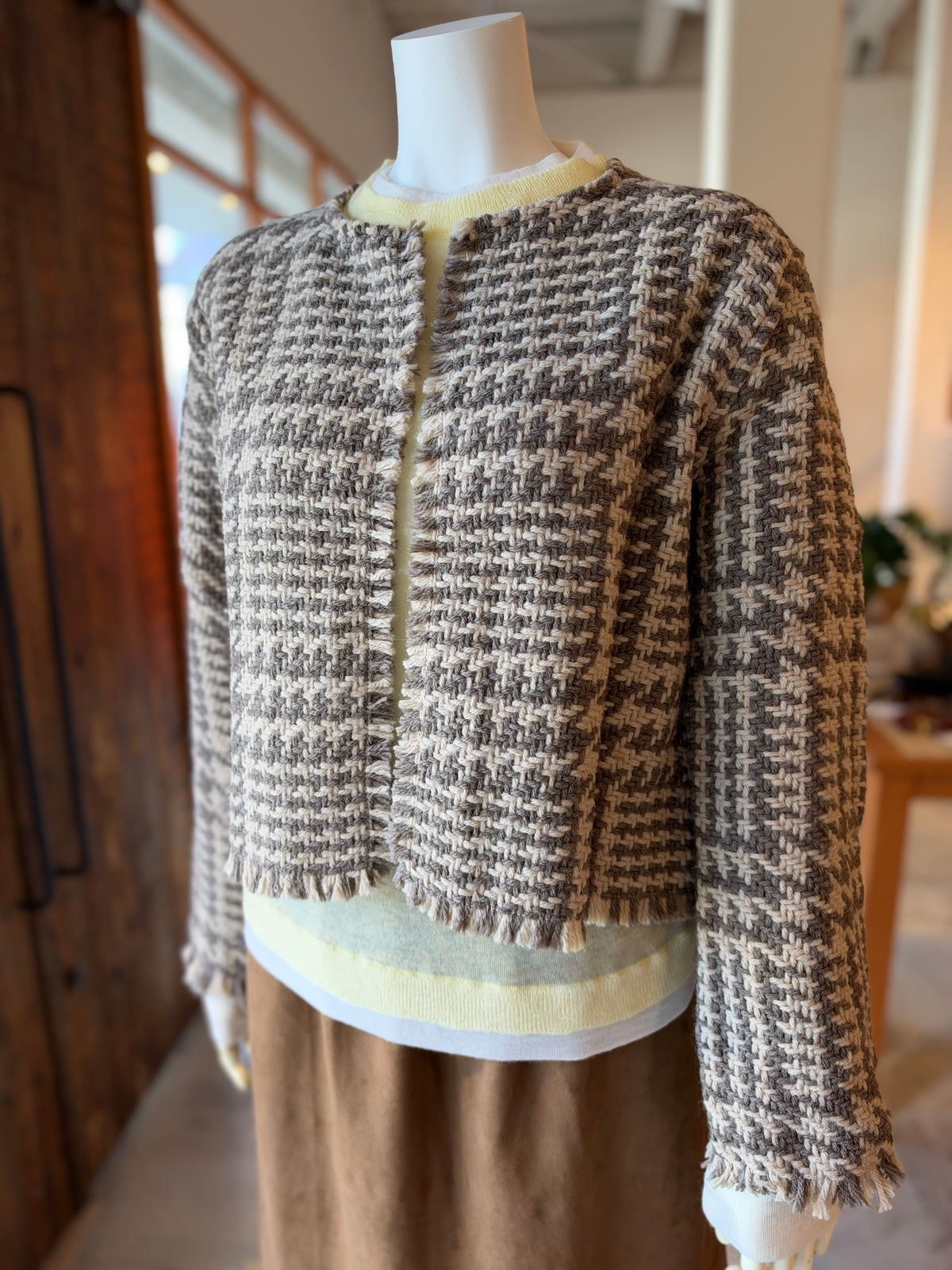 No Collar Jacket(Tralee Mid Brown Beige)