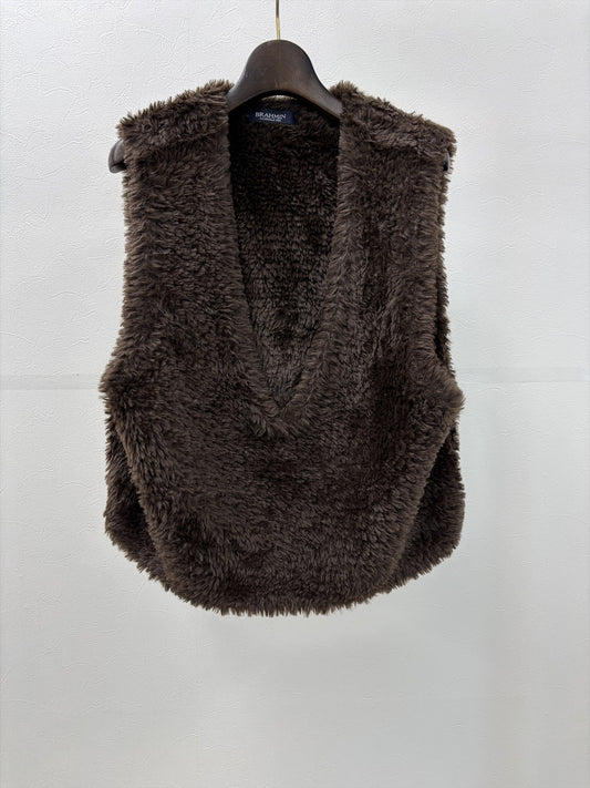フェイクファーニットベスト
