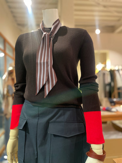 Color Block Ribbed Knit Top（着用）