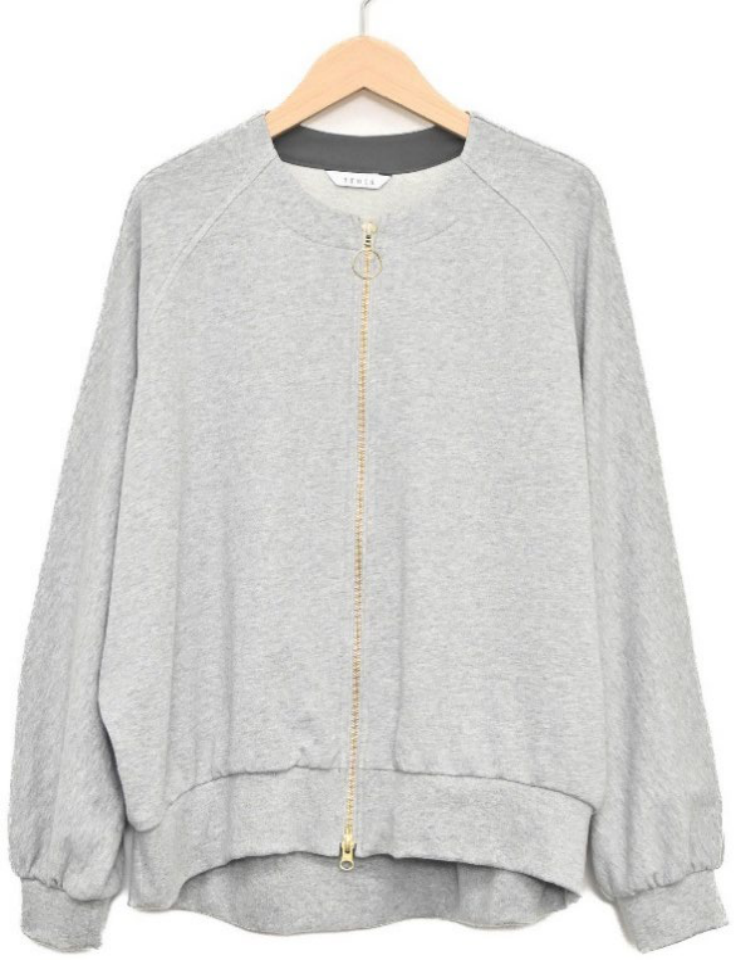 ミニ裏毛×タフタ バックフリルZIPブルゾン